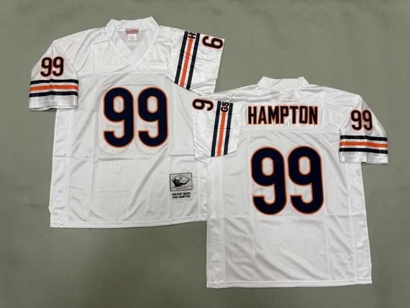 Men 2025 Nike Chicago Bears 99 Hampton White Throwback Limited NFL Jersey style 002